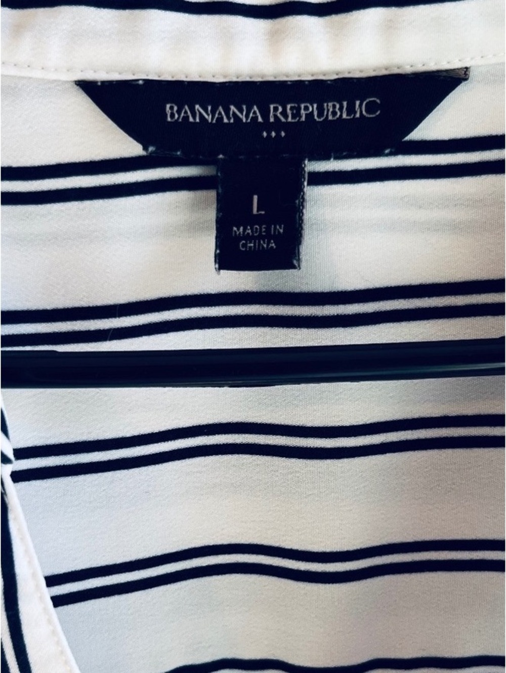 Banana Republic Classic Black White 3/4 Length Sleeve Blouse Size Large - Picture 7 of 9
